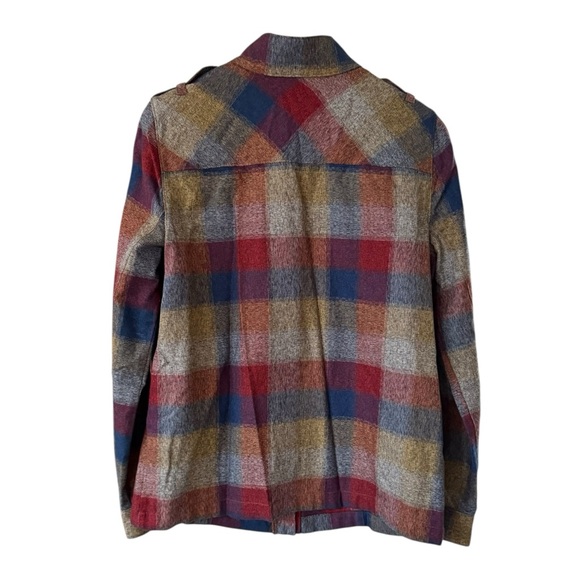 CAbi Multicolor Collage Plaid Utility Zip Up Flannel Jacket Size S Pearl Accents - Picture 8 of 17